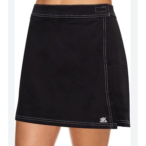 NEW Woman's Black Short Wrap Skirt UPF 30 ZeroXPosur L/XL Swim Cover Up Beach - Picture 1 of 4